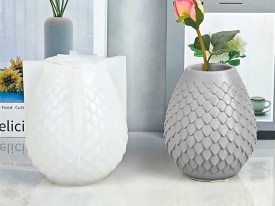 Molde silicona florero con escamas